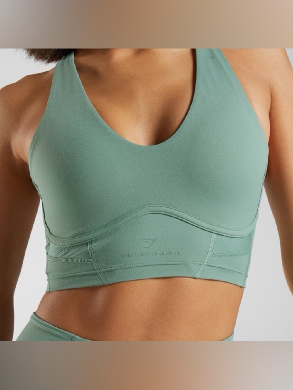 Gymshark x Whitney Simmons Longline Sports Bra Sage Green Medium Racerback
